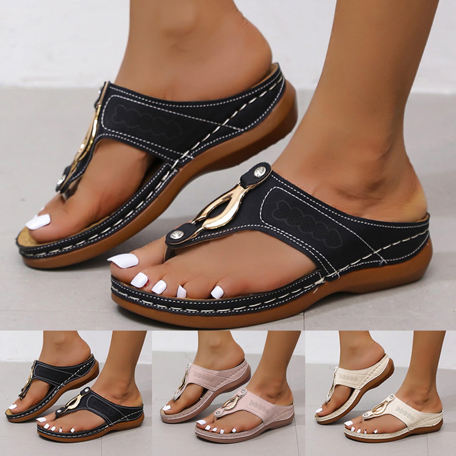 TUQIDEWU Women's Orthopedic Sandals - Comfortable Walking Sandals with Arch Support, Lightweight Open-Toe Flip Flops for Summer | Perfect for Beach, Travel & Everyday Wear