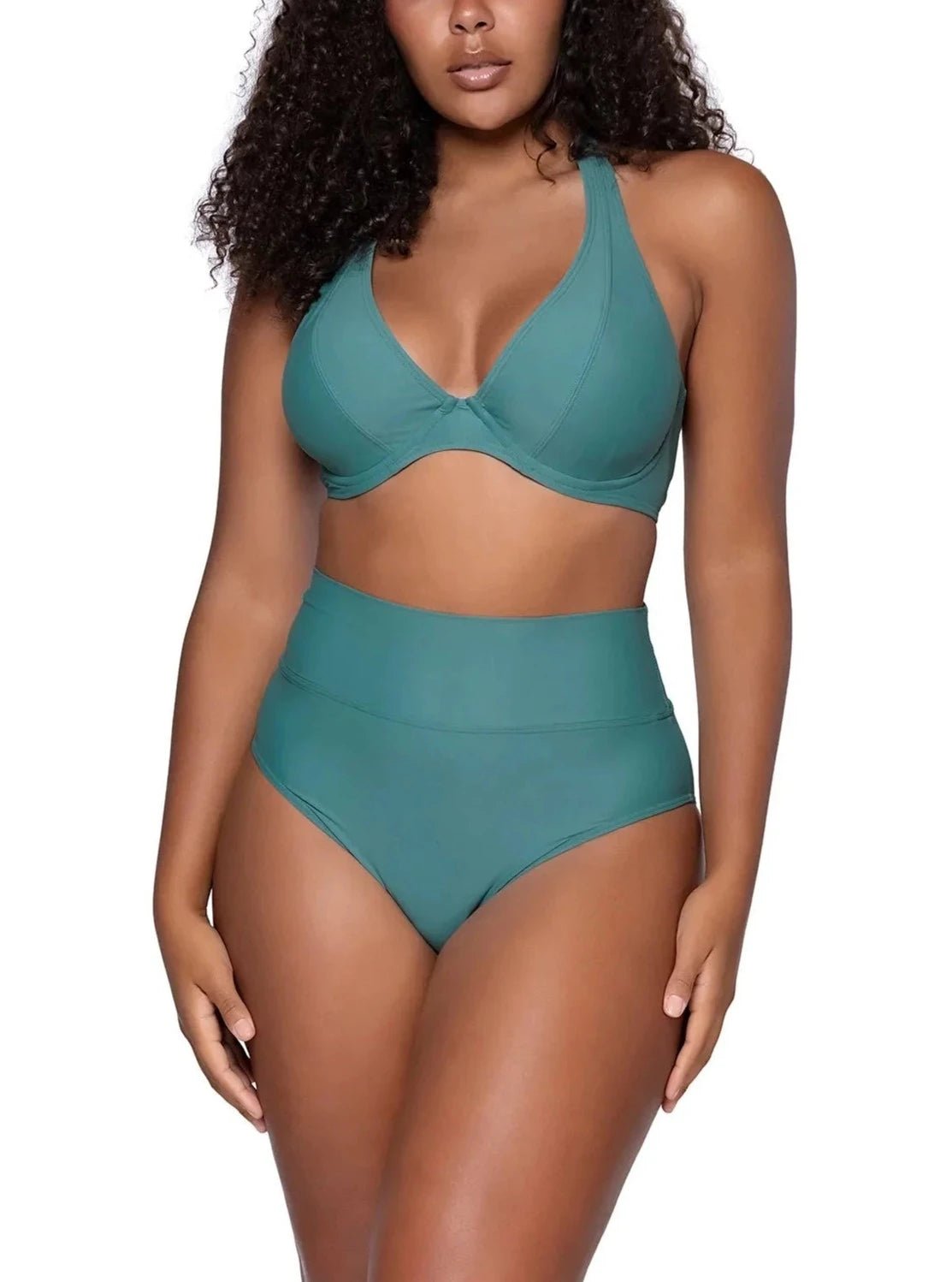 Women's High Waist Adjustable Bikini Bottom - Flattering Swimwear for Beach & Pool | Ocean Hannah Fold Design | Perfect for Vacation & Summer Activities