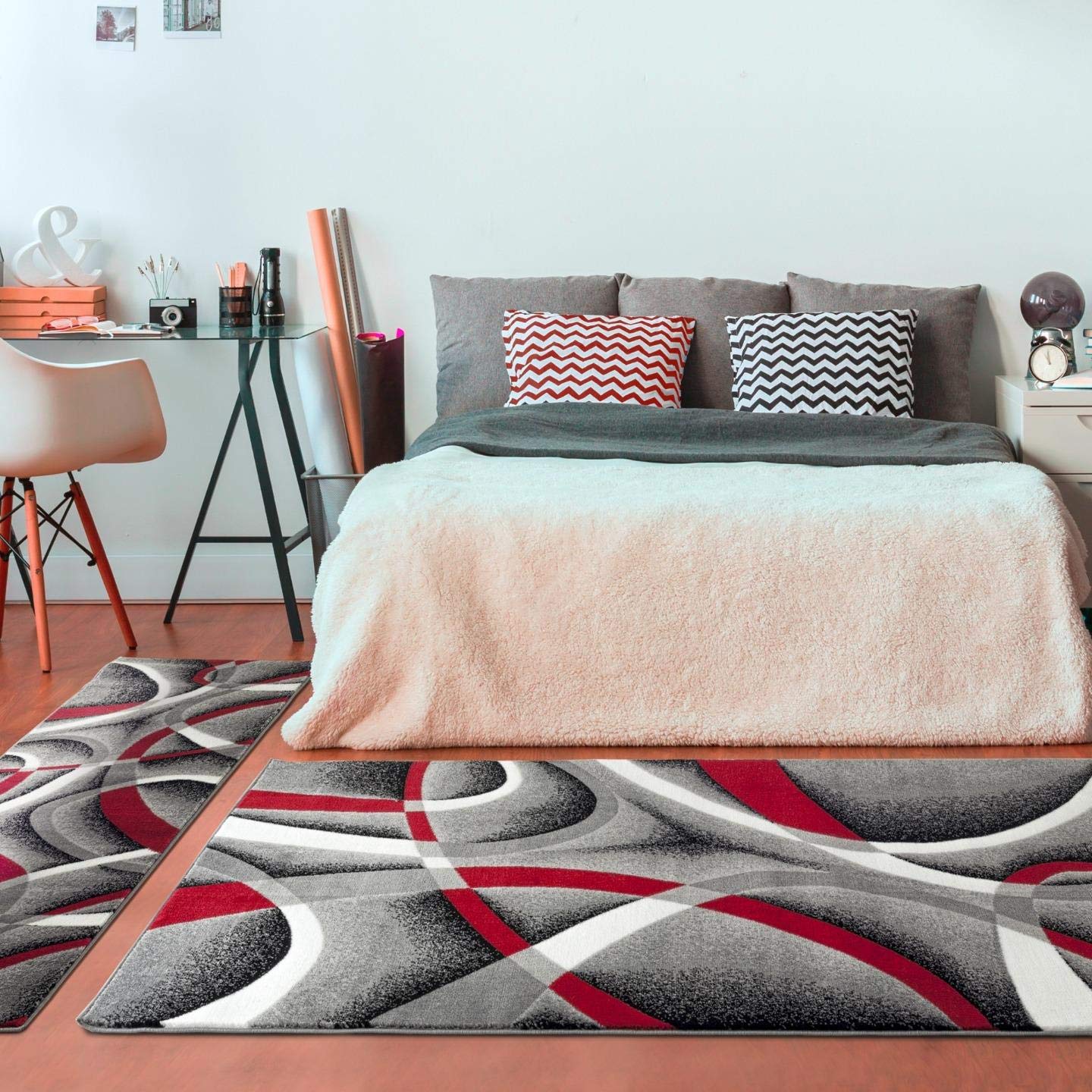 2305 Geometric Abstract Gray 2x7 Area Rugs for Entryway - Modern Non-Slip Runner for Hallway, Living Room & Bedroom - Perfect for Home Decor & High Traffic Areas