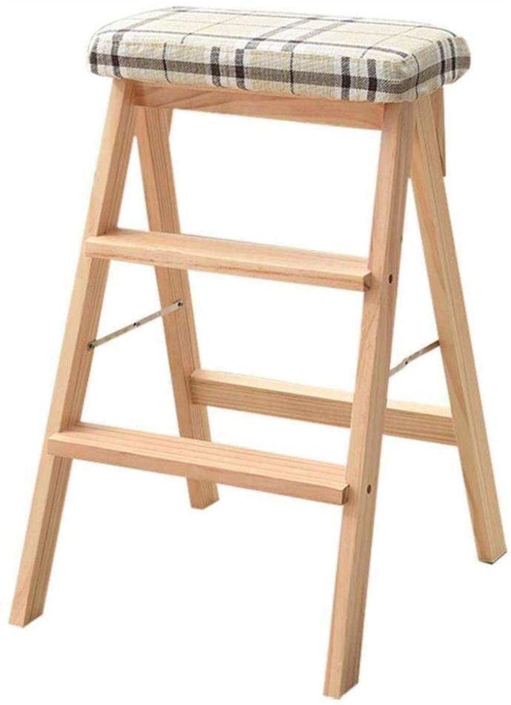 NEVKA Foldable Step Stool - Solid Wood Portable Ladder Stool for Home, Kitchen, Adults - Perfect for Reaching High Shelves, Bathroom, and Outdoor Use