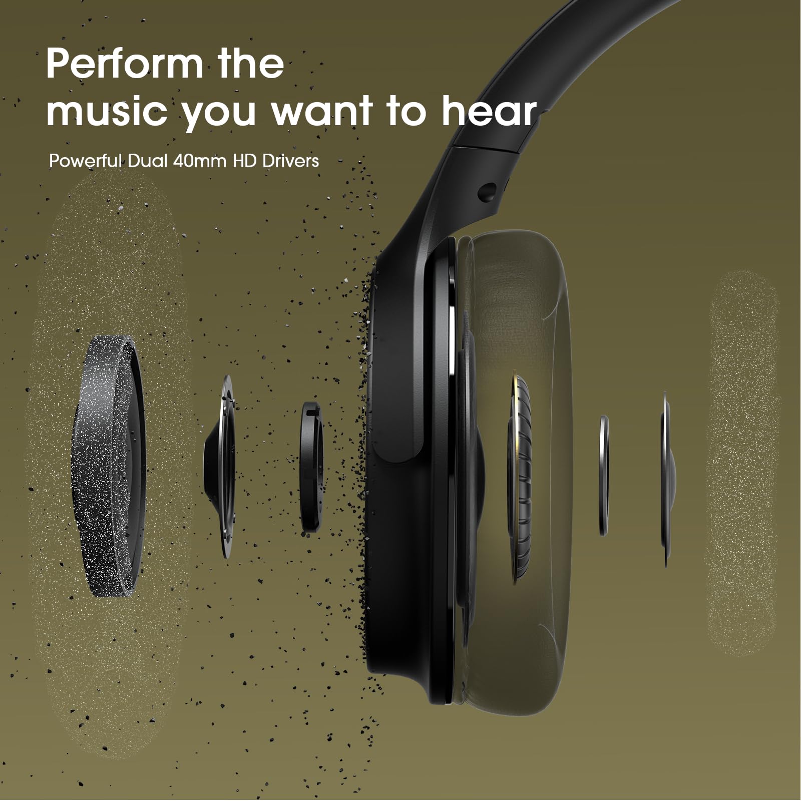 DOQAUS Wireless Bluetooth Headphones with Microphone - 70 Hours Playtime, Hi-Fi Stereo Sound, 3 EQ Modes, Foldable Design for iPhone, Android, PC - Perfect for Travel, Office, Gym & Commuting (Black)