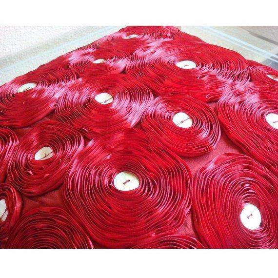 Red Art Silk Decorative Euro Sham Pillow Cover - Luxury Bedding Accent for Master Bedroom, Guest Room & Home Decor