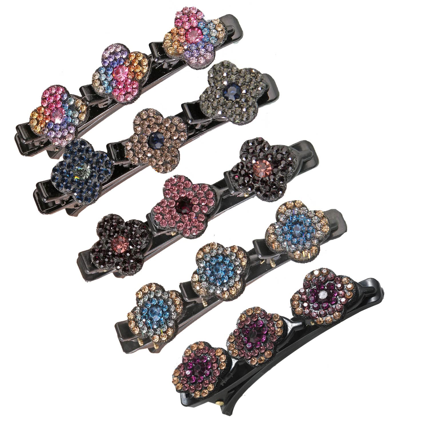 Vintage Hair Clips Set - 5Pcs Elegant Triple Lace Clover Flower Barrettes with Rhinestones | Women & Girls Hair Accessories for Weddings, Parties & Daily Styling
