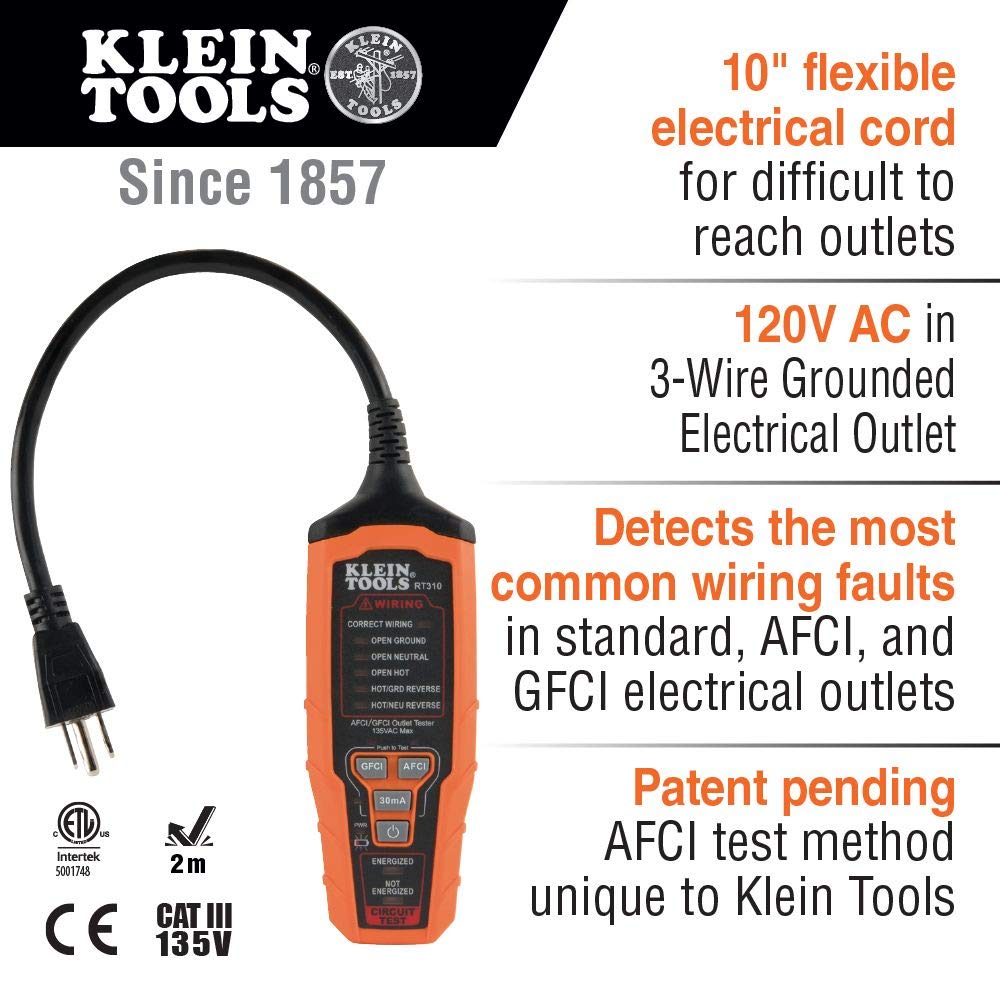 Klein Tools ET140 Moisture Meter & RT310 Outlet Tester Combo Kit - Professional Electrical Testing Tools for Home Inspection, HVAC, and DIY Projects