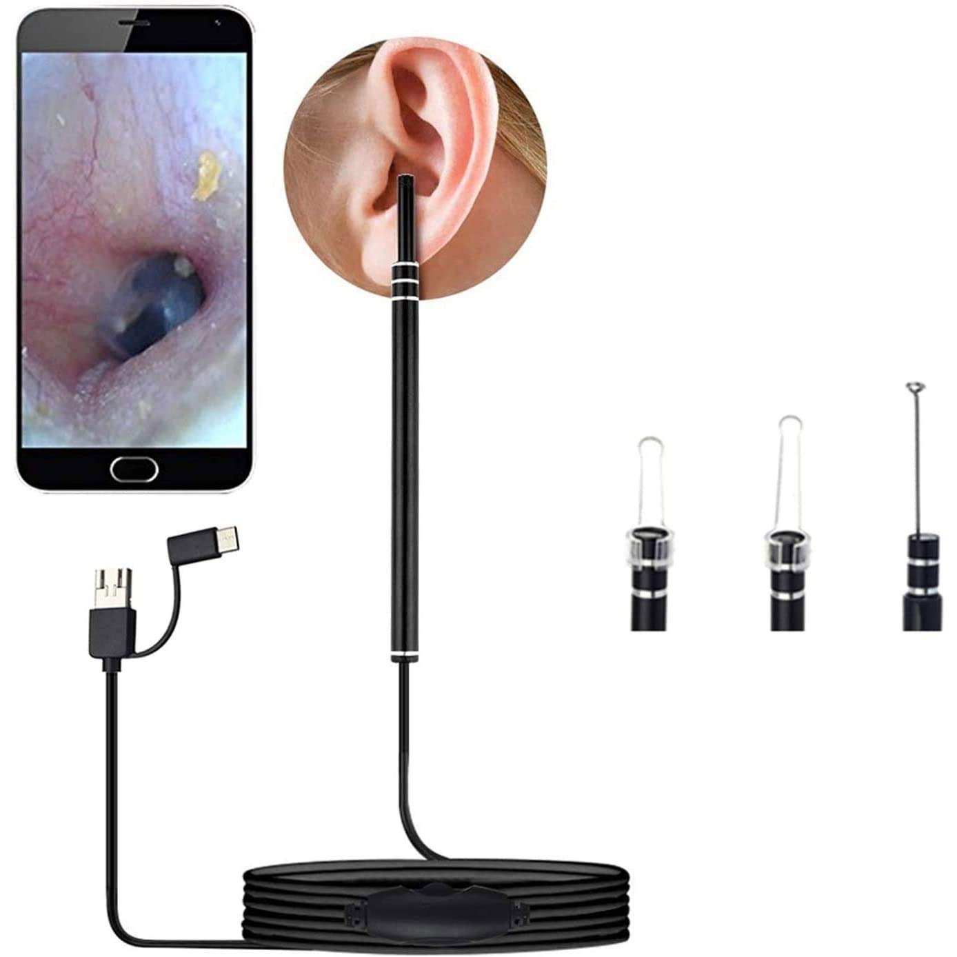 5.5mm HD Visual Ear Camera with 6 LED Lights - Ear Wax Removal Tool & Ear Cleaner with Camera for Safe Ear Hygiene at Home | Perfect for Kids & Adults