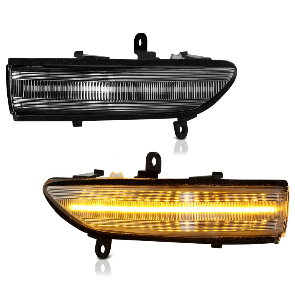 VIPMOTOZ Sequential Amber LED Side Mirror Turn Signals - Compatible with 2008-2014 Subaru Outback, Forester, Legacy & STi - Clear Lens & Chrome Housing (Pair) - Enhanced Visibility & Safety for Night Driving & Turn Signaling