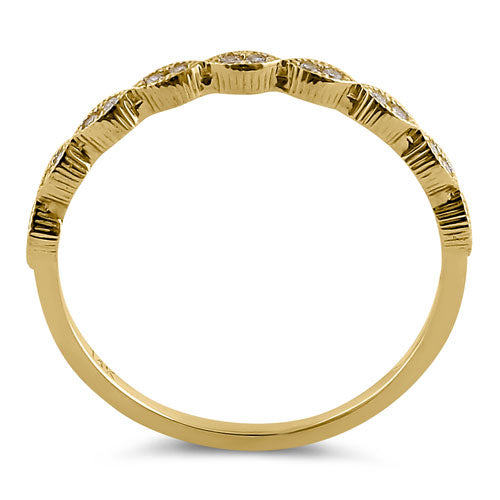 14K Solid Yellow Gold Thin Half Eternity CZ Ring for Women - Cubic Zirconia Wedding Band, Anniversary Gift, Bridal Jewelry for Everyday Wear & Special Occasions