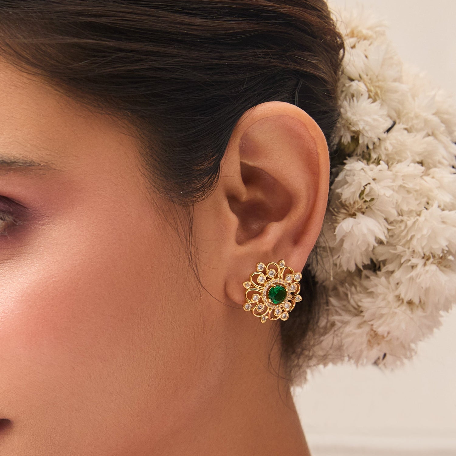 Flora Nakshatra Cubic Zirconia Stud Earrings for Women - Hypoallergenic CZ Earrings for Everyday Wear & Special Occasions