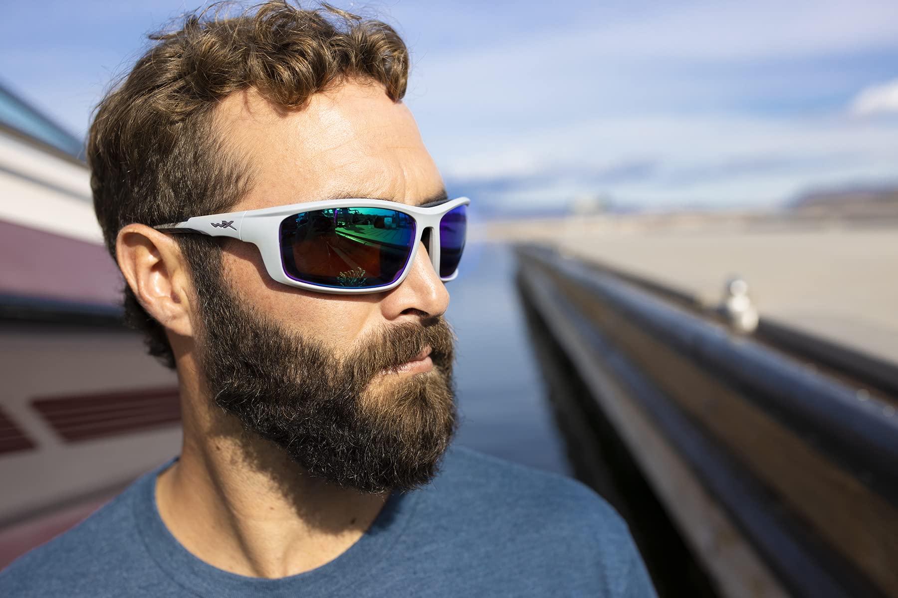 Wiley X WX Grid Captivate Polarized Safety Sunglasses for Men & Women - UV400 Protection, Matte Cool Grey Frame with Green Mirror Lenses - Ideal for Shooting, Fishing, Biking, Running & Outdoor Sports