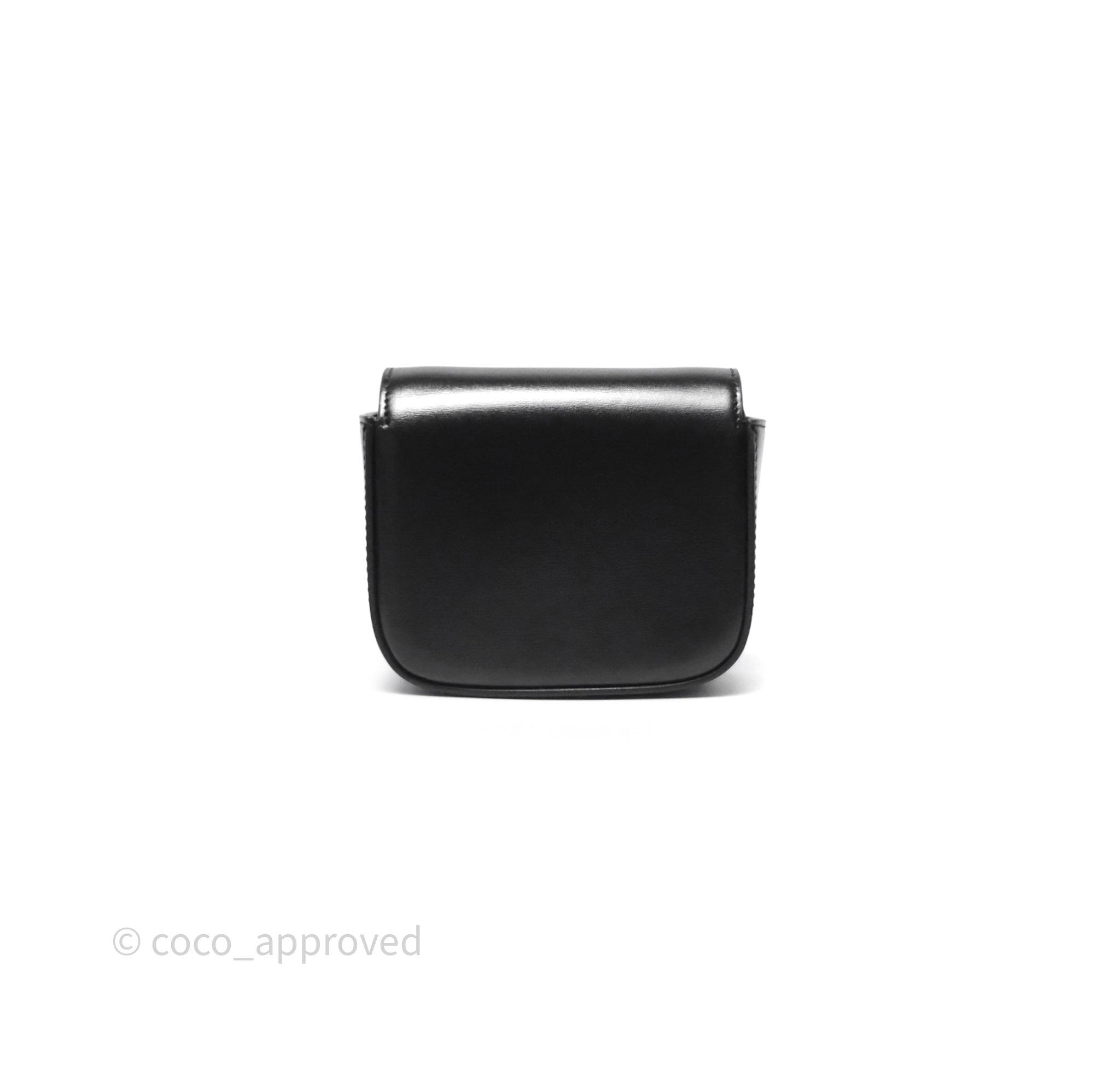 Celine Mini Claude Triomphe Bag in Black Shiny Calfskin Leather - Luxury Crossbody Purse for Women, Perfect for Date Night & Evening Events
