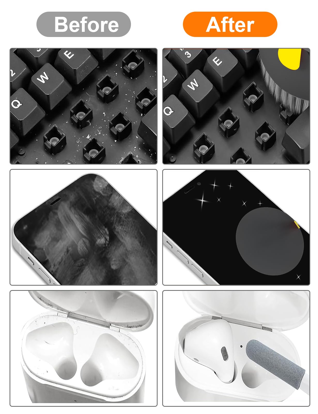 Tounee 20-in-1 Electronics Cleaning Kit with Retractable Brush & 2.5ml Mist Spray - Keyboard Cleaner for Computer, Laptop, Phone, Tablet, TV, Camera Lens - Portable Multi-Tool for Home & Office Use