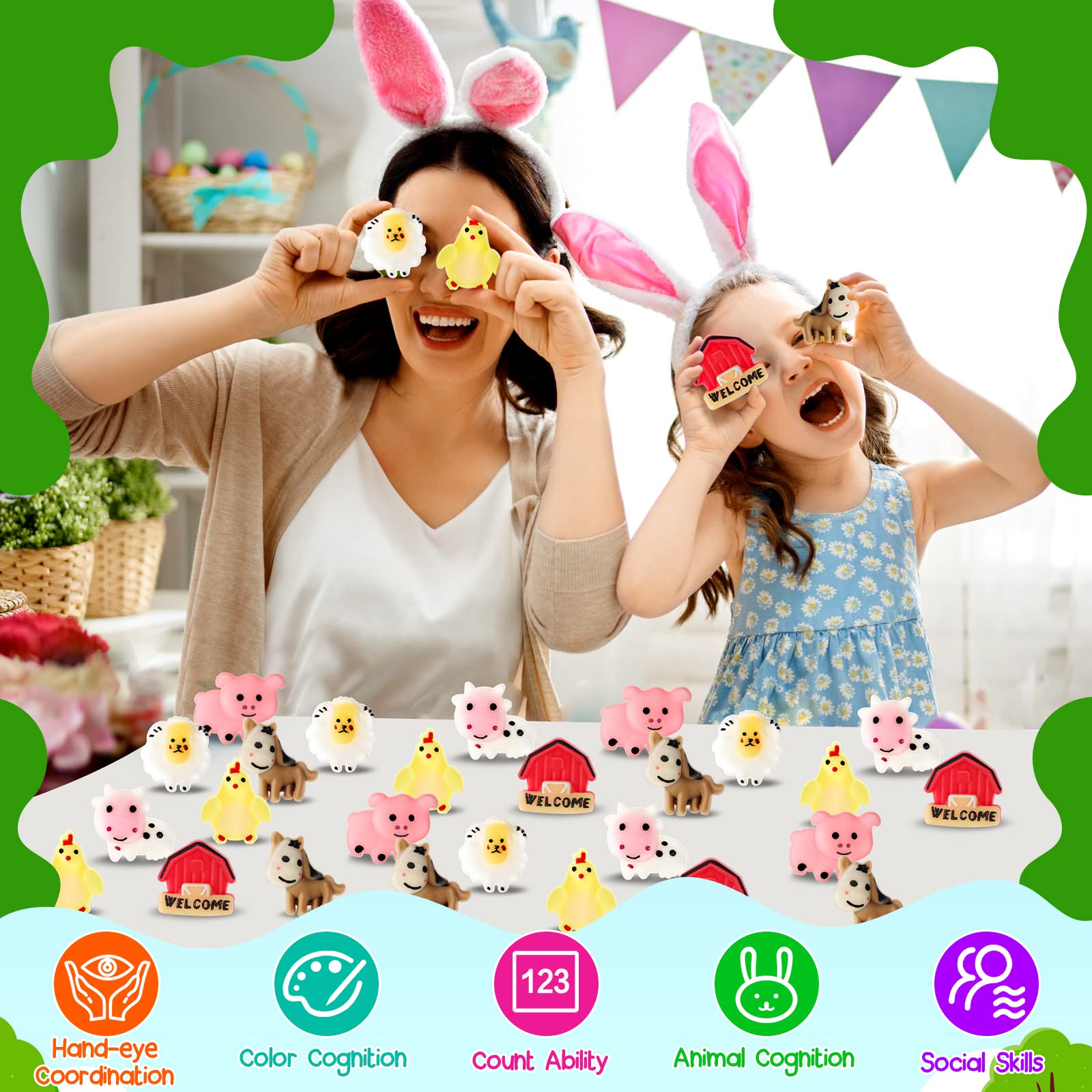 Hanaive 50PCS Farm Animal Toys for Kids - Party Favors & Classroom Prizes for School Events