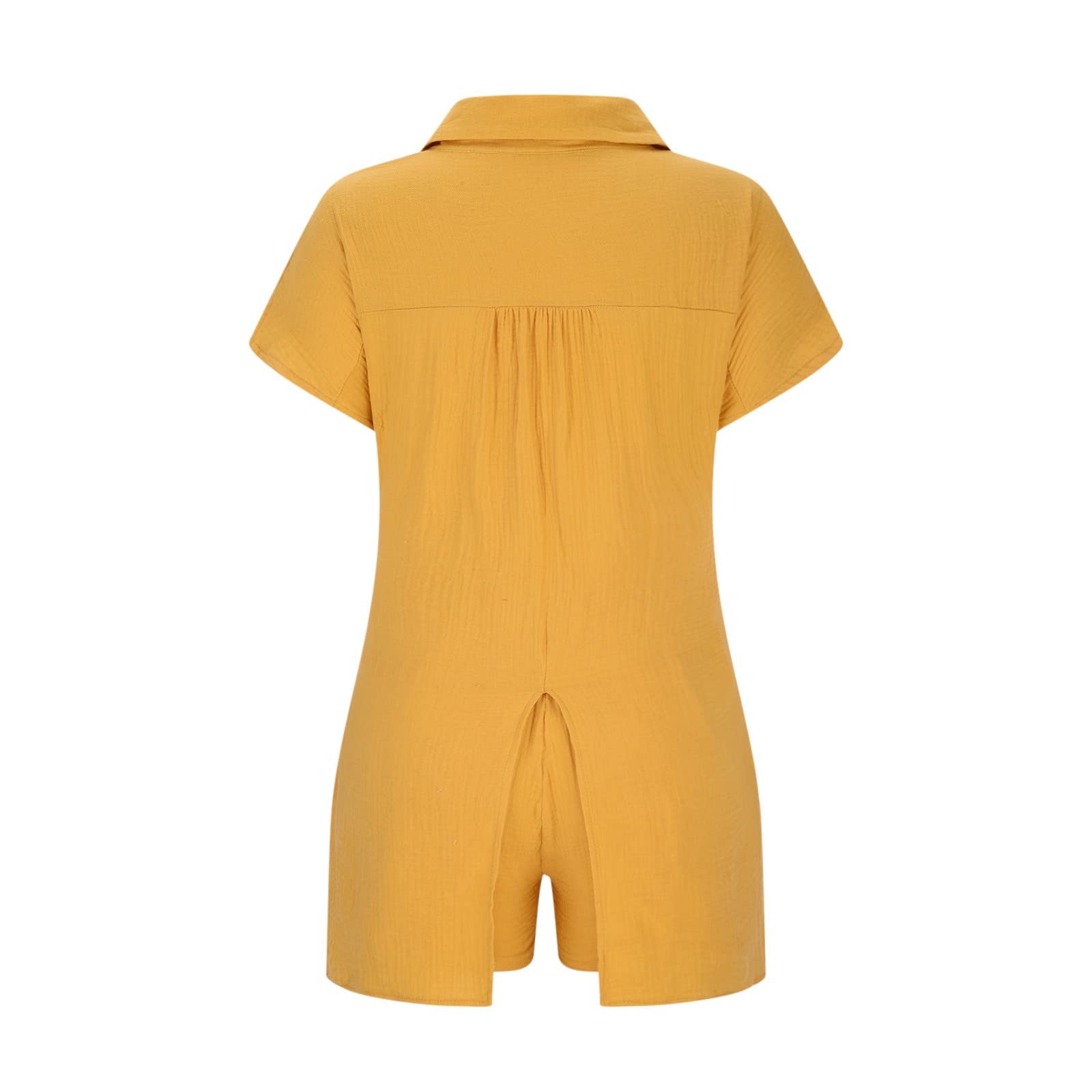 Women's 2 Piece Casual Outfit Set - Summer Pleated Short Sleeve Top & Side Split Button Down Shirt | Y2K Fashion for Streetwear, Dating & Vacation