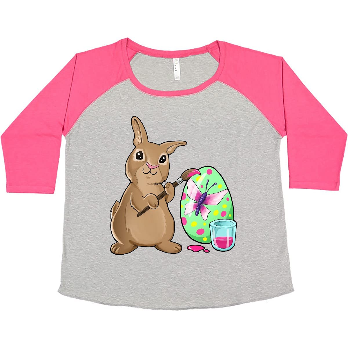 Inktastic Cute Brown Easter Bunny Painting Egg Women's Plus Size T-Shirt - Soft Cotton Tee for Easter Gifts, Spring Outfits & Casual Wear