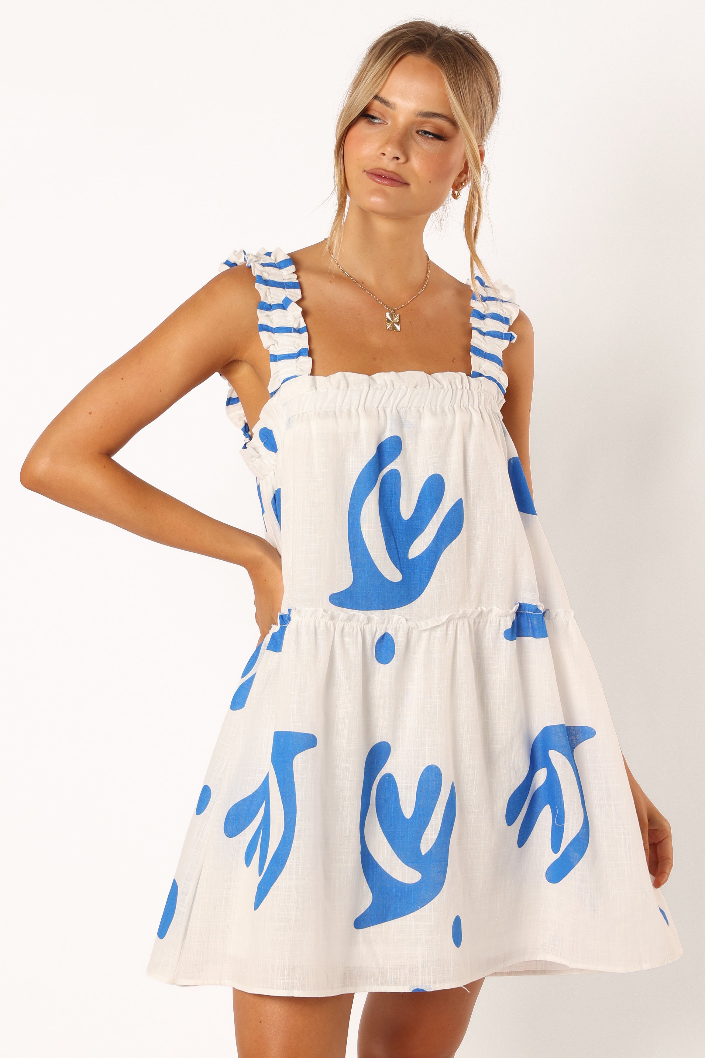 Elena Mini Dress - Floral Print Blue Summer Dress for Women | Casual & Party Wear | Perfect for Beach, Vacation, and Date Nights