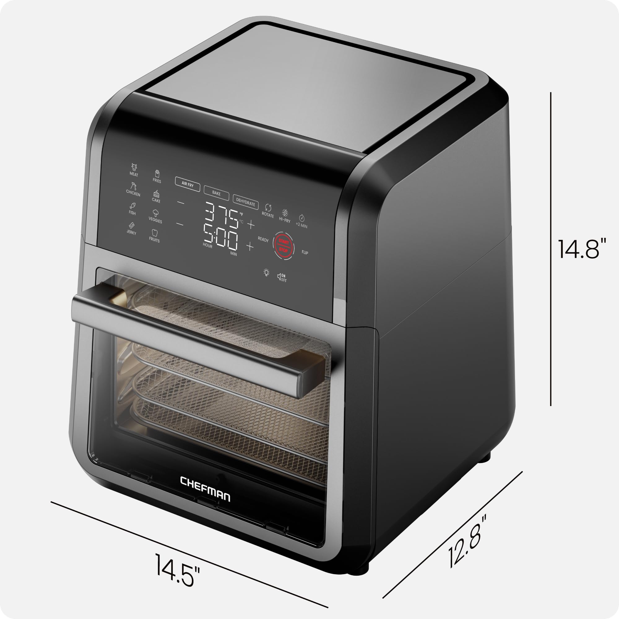 Chefman 12-Quart 6-in-1 Air Fryer Oven with Digital Timer & Touchscreen - Large Family Size Countertop Convection Oven, 12 Presets, Dishwasher-Safe Parts - Perfect for Healthy Cooking, Meal Prep & Family Gatherings