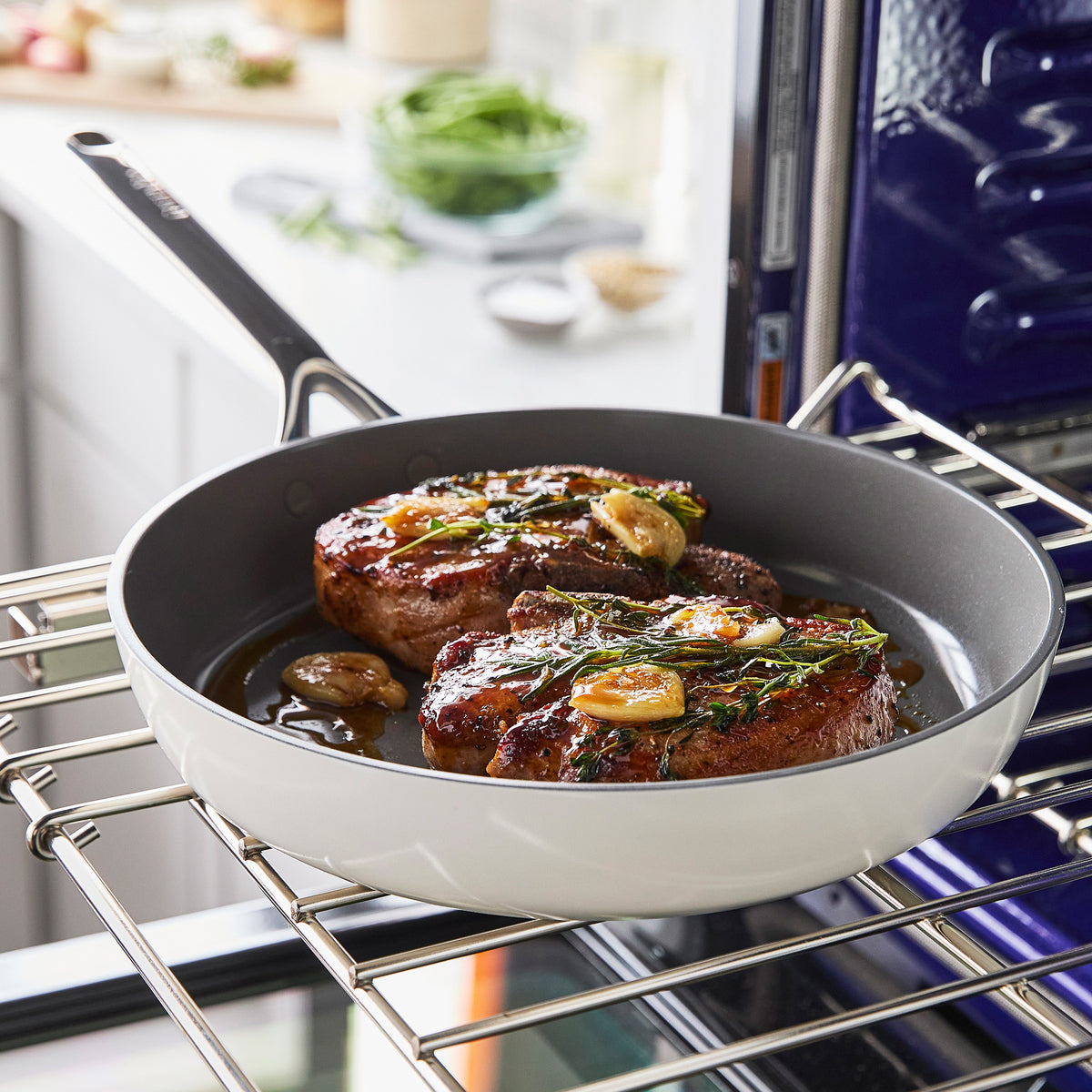 GP5 Colors Ceramic Nonstick 9.5 & 11 Inch Fry Pan Set with Mirror Handles | Cloud Cream | Perfect for Sauteing, Frying & Everyday Cooking