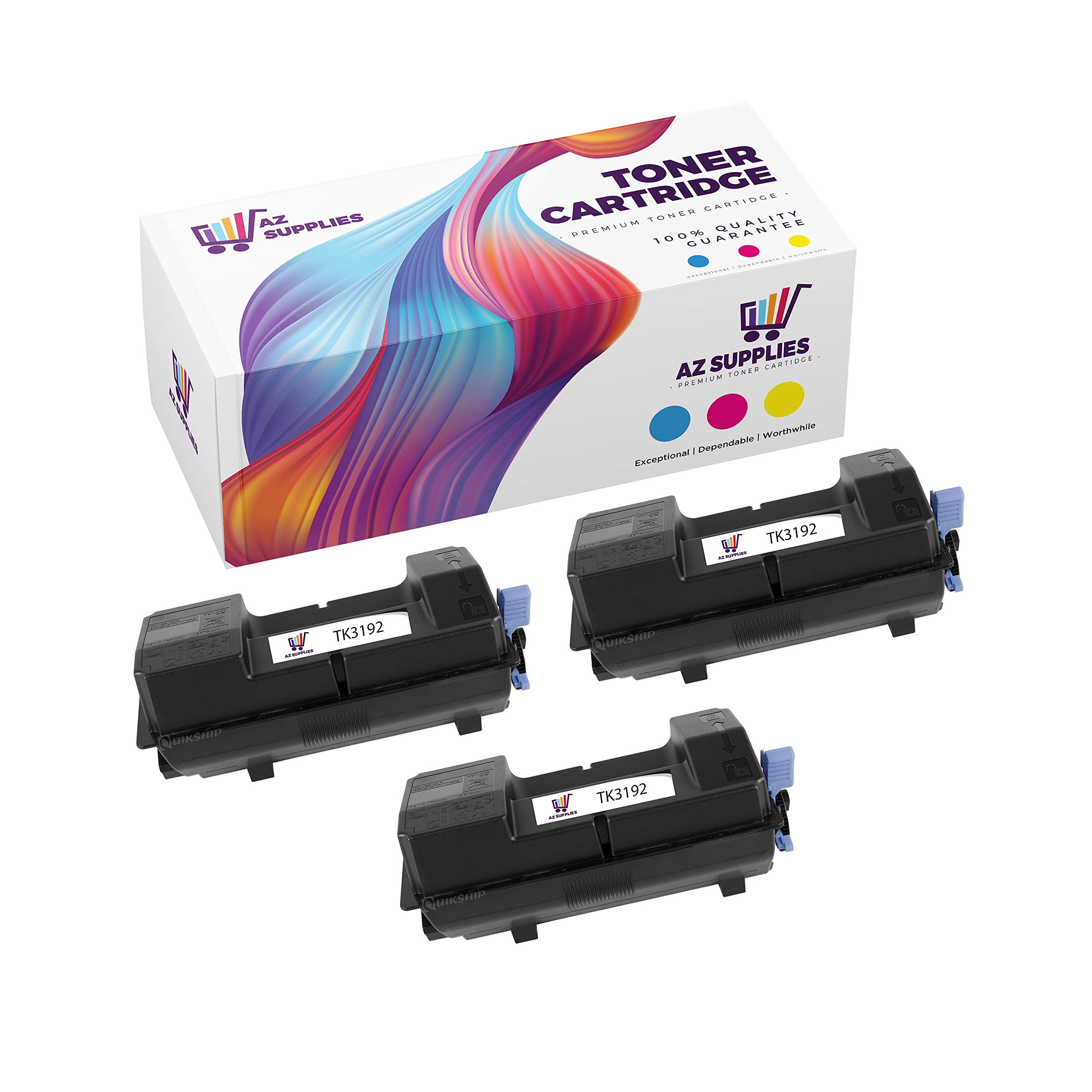 AZ Supplies Compatible Toner Cartridge Replacement for Kyocera-Mita TK-3192 1T02T60US0 Ecosys P3060dn - 3-Pack Black Toner - High Yield Printing for Office & Home Use
