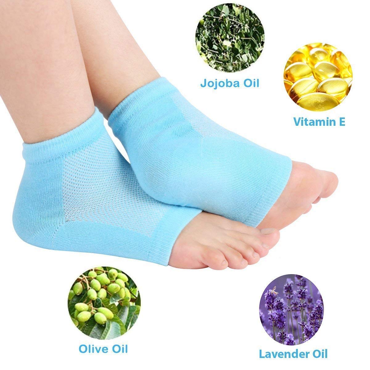 Moisturizing Gel Heel Socks for Dry Cracked Feet - Open Toe Cotton Socks with Botanical Gel Pad for Men & Women - Soft Foot Care for Calluses & Rough Heels - Perfect for Daily Wear, Work & Home Comfort