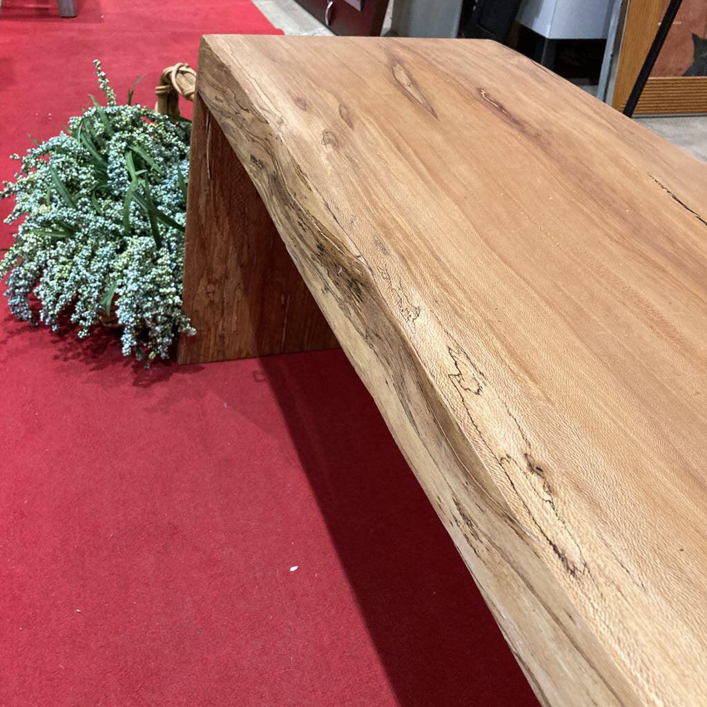 Custom Live Edge Sycamore Wood Waterfall Bench - Handcrafted Coffee Table & Bench for Living Room, Patio, or Garden - Rustic Wooden Furniture for Home Decor