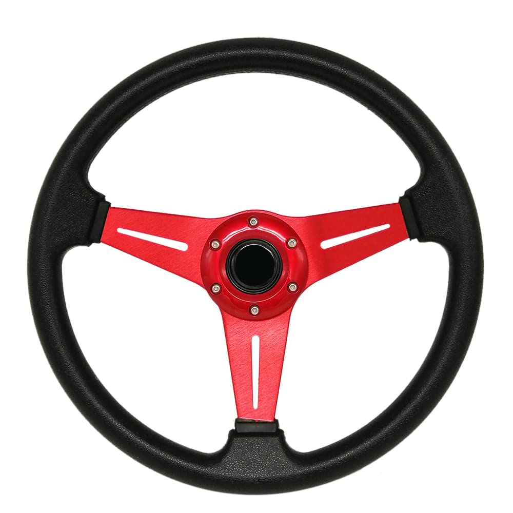 13.8” Universal Quick Release Racing Steering Wheel - 6 Bolt Flat Drift Car Steering Wheel with PU Leather Grip & Aluminum Spokes (Includes Horn Button) | Perfect for Drifting, Track Racing & Performance Driving