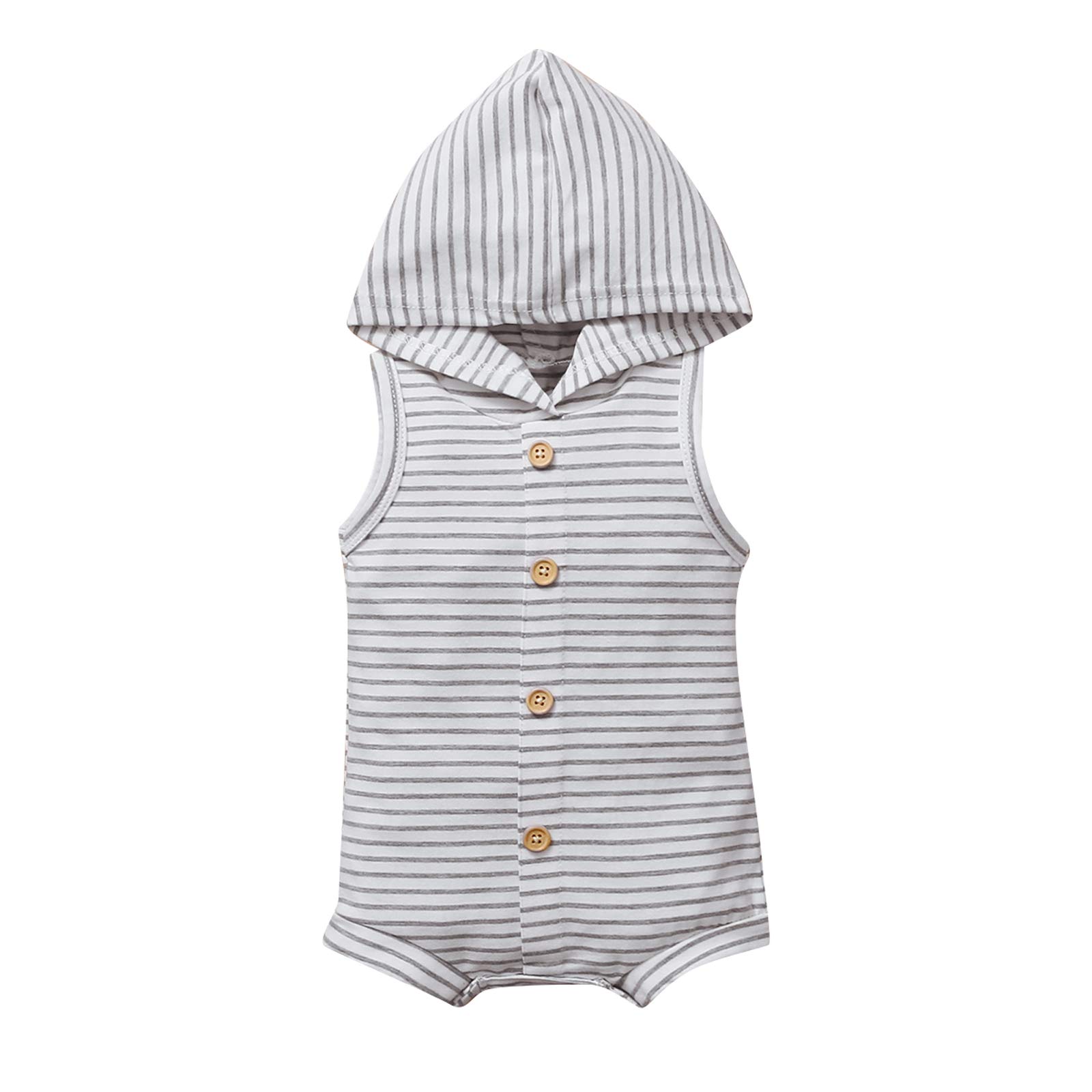 Newborn Baby Romper - Sleeveless Hooded Jumpsuit & Striped Bodysuit for Boys & Girls | Unisex Summer Infant Clothes | Perfect for Playtime, Beach Outings & Family Photos