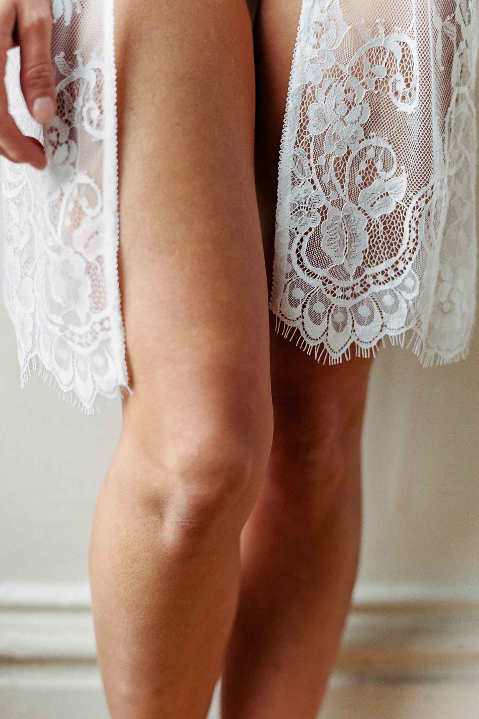 Ivory Lace Bridal Robe for Women - Elegant Boudoir Wedding Nightgown & Honeymoon Lingerie - Perfect for Bridal Shower, Photoshoot, and Romantic Occasions