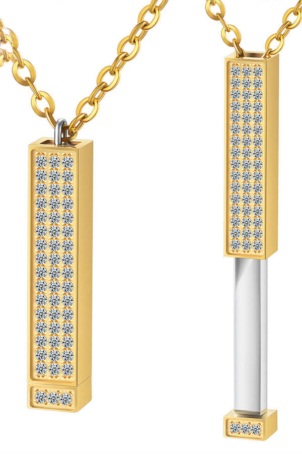 Stainless Steel Diamond Nesting Doll Pendant Necklace - Adjustable 3D Retractable Chain for Women, Gift for Her, Perfect for Parties, Date Nights & Special Occasions