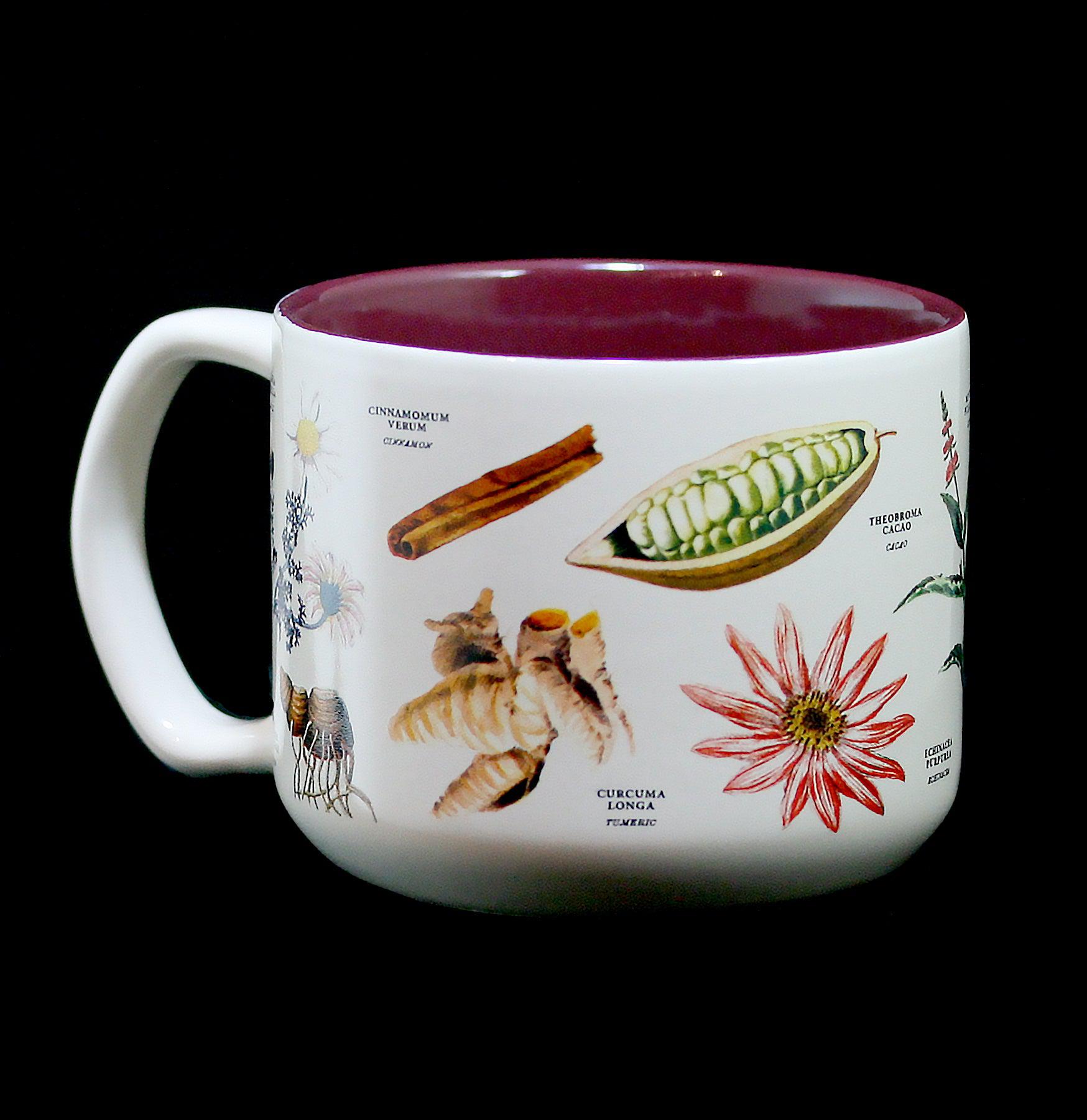 Premium Ceramic Tea Mug - Handcrafted Botany Design - Perfect for Tea Ceremonies, Gifts & Home Decor