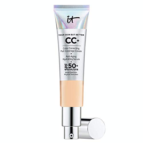 IT Cosmetics Your Skin But Better CC+ Cream - Light Medium (C) - Full Coverage Color Correcting Foundation with Hydrating Serum & SPF 50+ | Natural Finish | 1.08 fl oz | Perfect for Daily Wear, Sun Protection & Flawless Complexion
