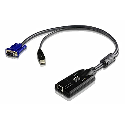 ATEN KA7175 KVM Switch Adapter Cable - RJ-45 Female to HD-15 Male VGA & USB Type A Male Converter for Multi-Computer Control | Ideal for Server Rooms, Data Centers & IT Workstations