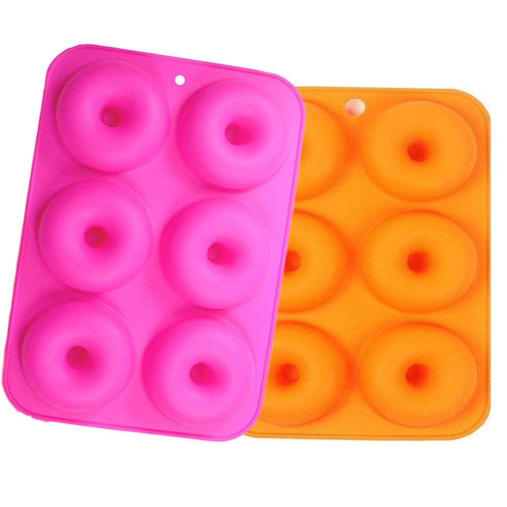 Premium 6-Cavity Silicone Donut Baking Mold Set of 2 - Non-Stick, Heat Resistant, Full-Sized Cookie & Cake Pan for Muffins, Bagels, Biscuits - Perfect for Home Baking, Party Treats & Holiday Desserts