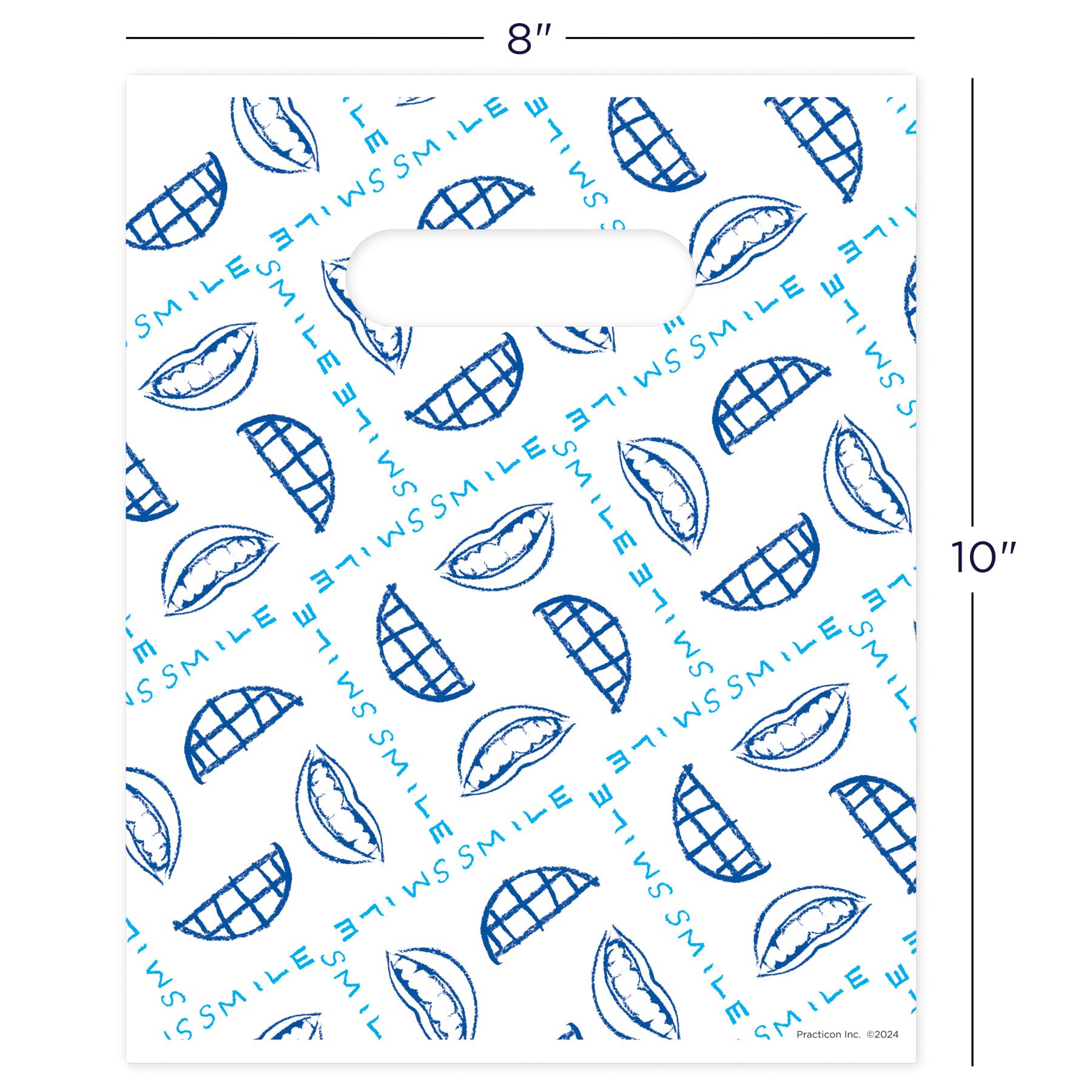 100 Pack Smile Plaid Dental Giveaway Bags 8x10 Inches - Perfect for Dentist Office Promotions, Party Favors & School Events