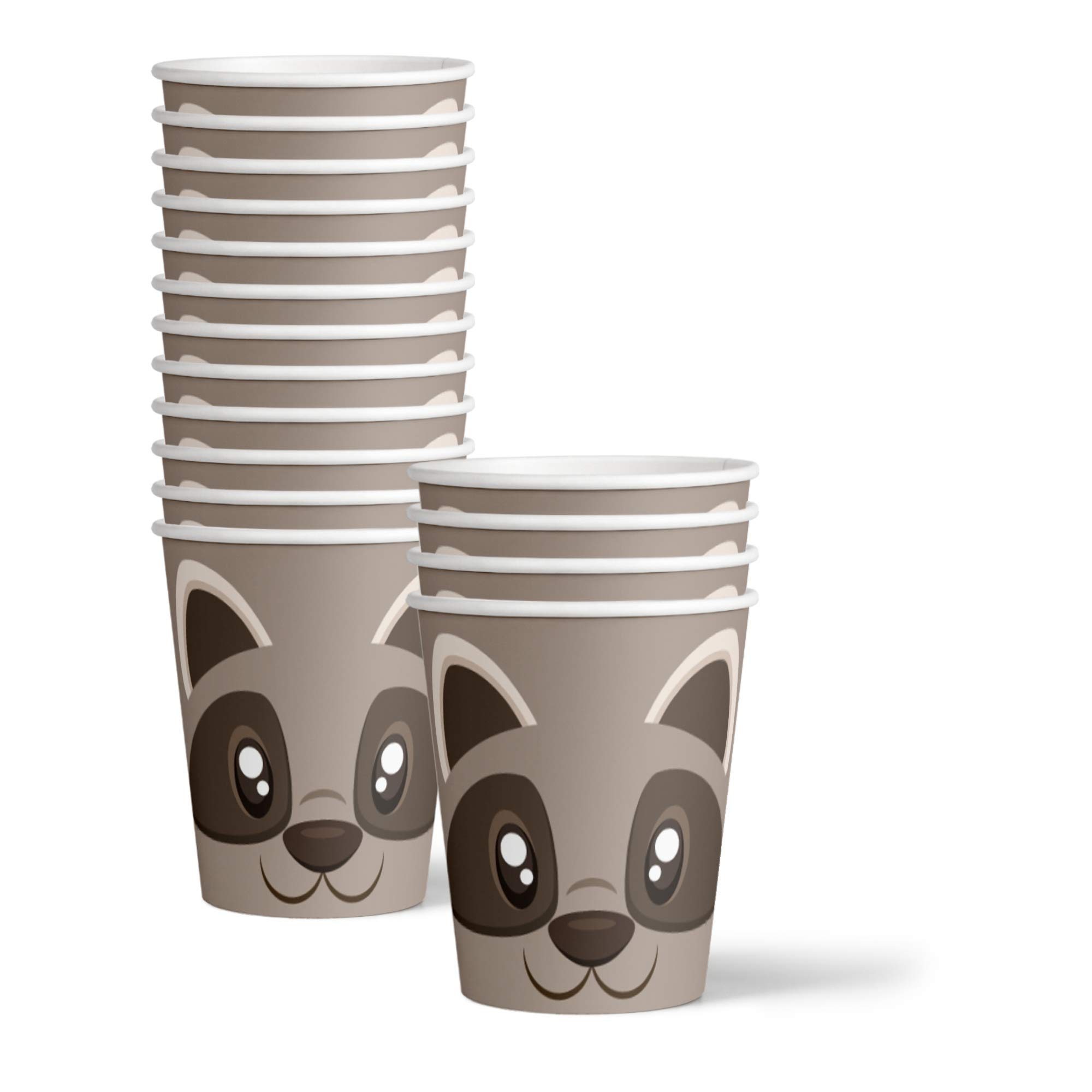 Raccoon Themed Birthday Party Supplies Set - 16-Piece Tableware Kit with Plates, Napkins & Cups for Kids, Baby Showers & Animal Lovers Parties