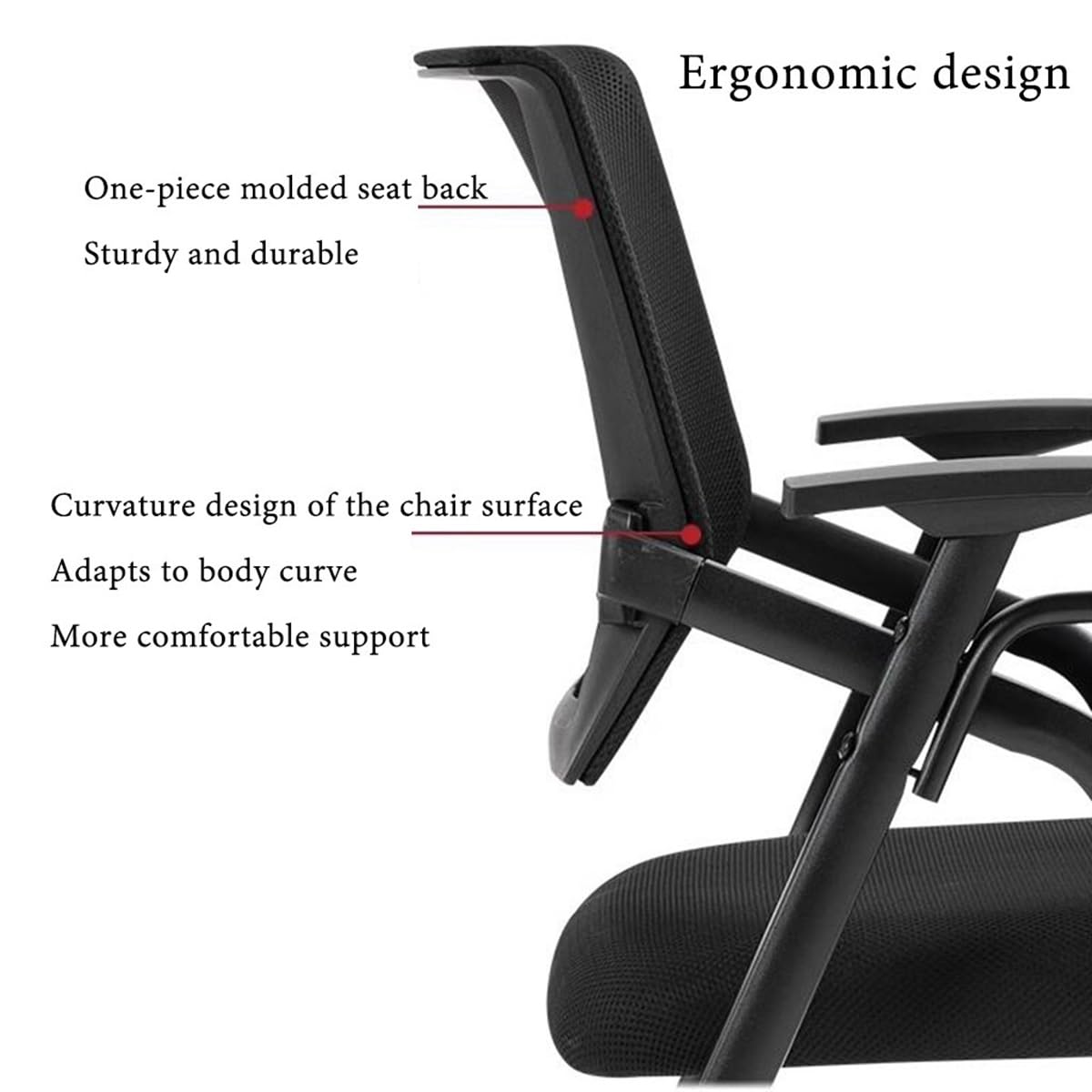 Ergonomic Mesh Office Chair with Arms - Adjustable Task Chair with Folding Desk, Writing Board & Cup Holder - Comfortable Guest Chair with Tablet Arm & Metal Frame (Orange) - Perfect for Home Office, Study & Conference Rooms