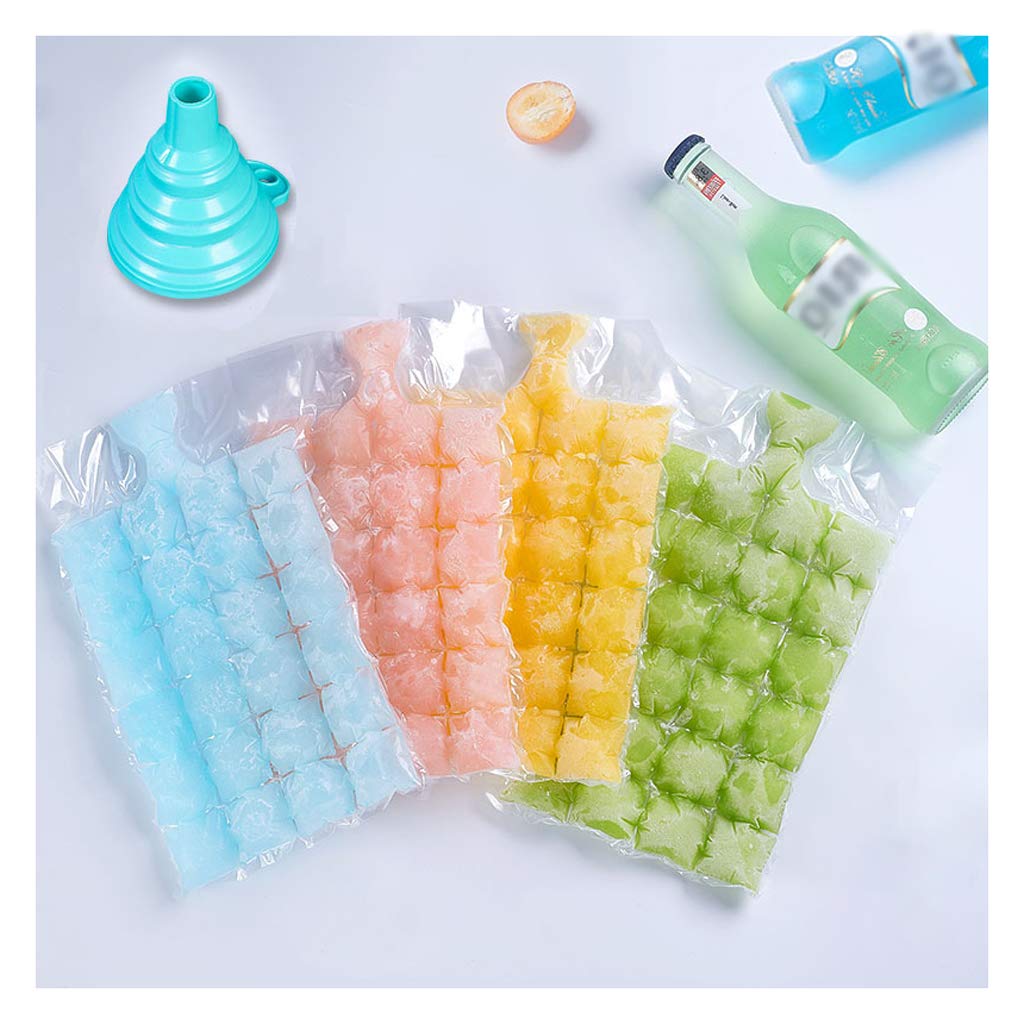 Disposable Ice Packs for Food Storage - Self-Sealing Edible Ice Cube Mold with Funnel, 50pcs (Random Colors) - Perfect for Freezing Fruit Puree, Water Cubes & Meal Prep | Great for Picnics, Lunch Boxes & Camping
