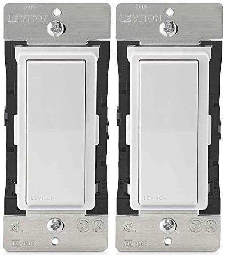 Leviton D215S-1BW Decora Smart Wi-Fi Light Switch (2nd Gen) - No Hub Required, 15A, 2-Pack - Perfect for Home Automation & Smart Lighting Control