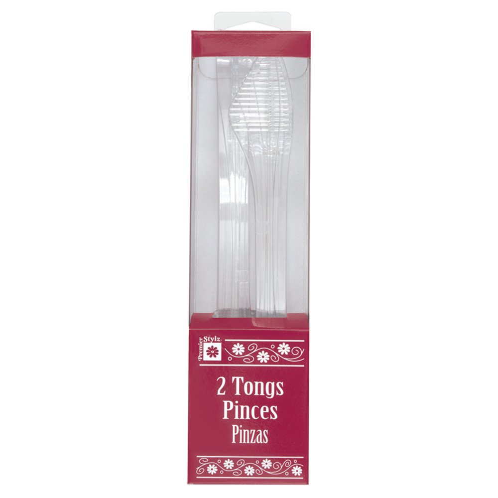 Clear Plastic Serving Tongs - 12 Inch Catering Utensils (2-Pack) for Buffet, Salad Bar, BBQ, and Party Food Serving