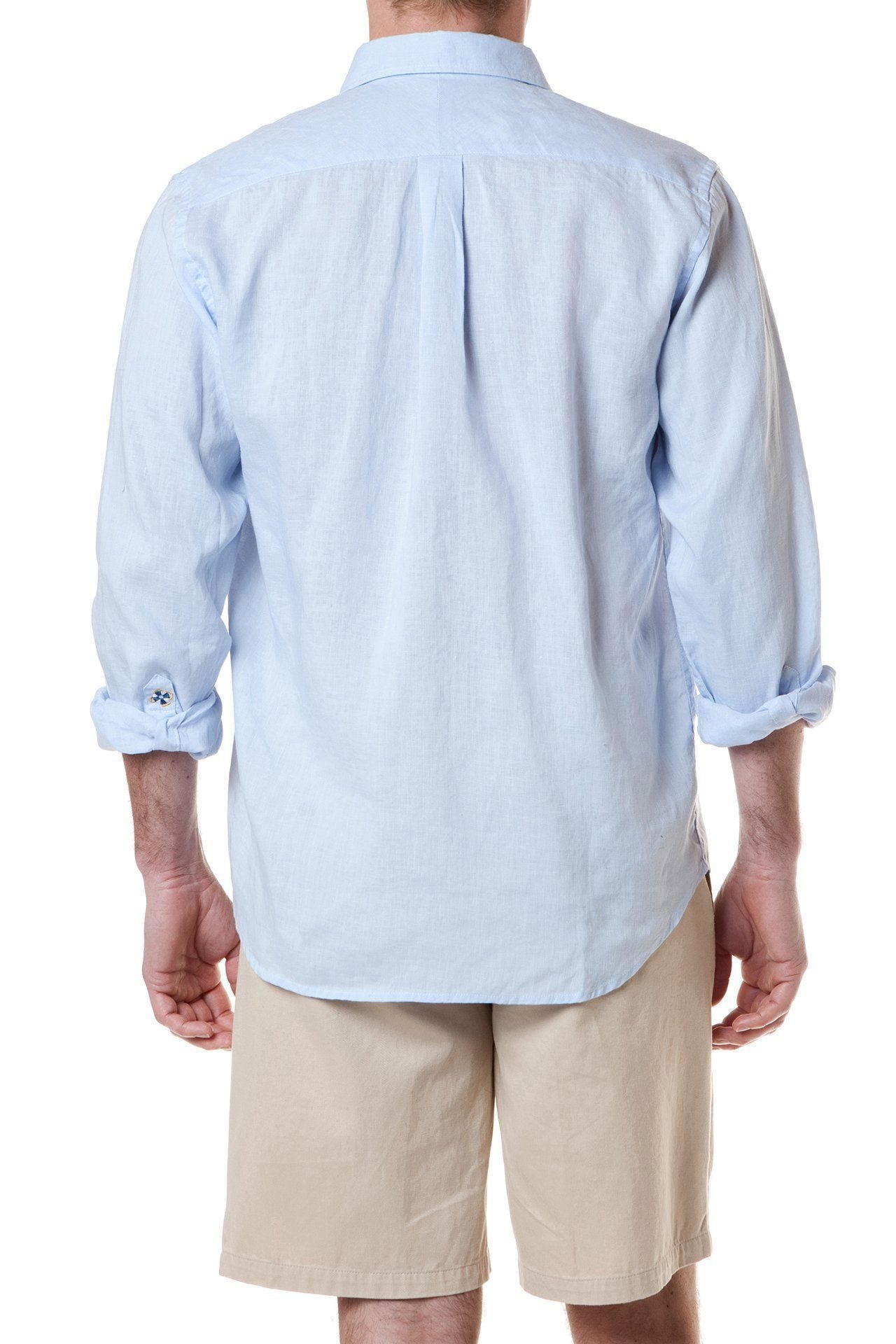 Chase Shirt Powder Blue Linen - Men's Casual Button Down Shirt for Summer, Beach & Outdoor Activities