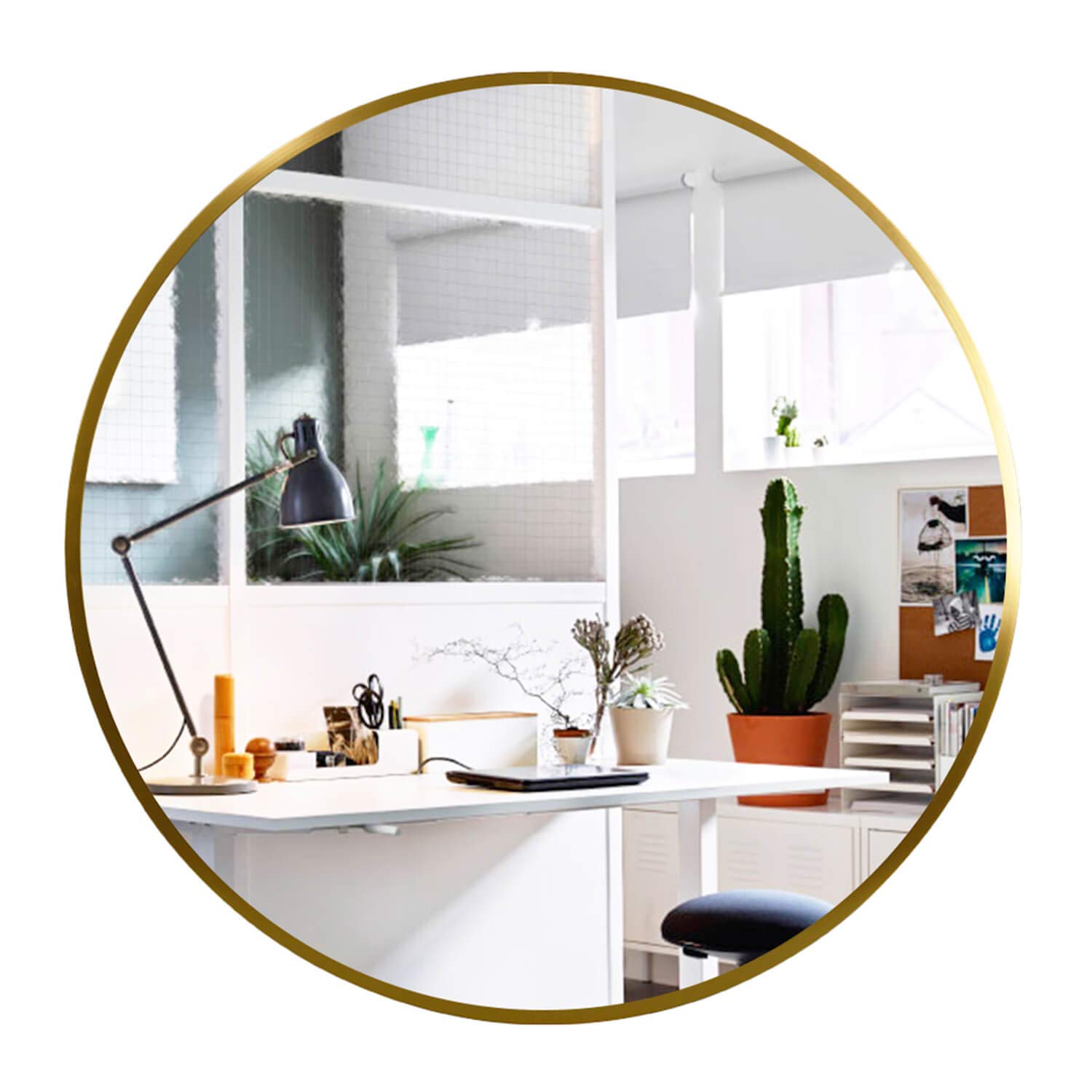 24 Inch Round Wall Mirror - Elegant Gold Metal Frame Decorative Mirror for Bathroom, Living Room & Vanity - Perfect for Home Decor & Makeup Area