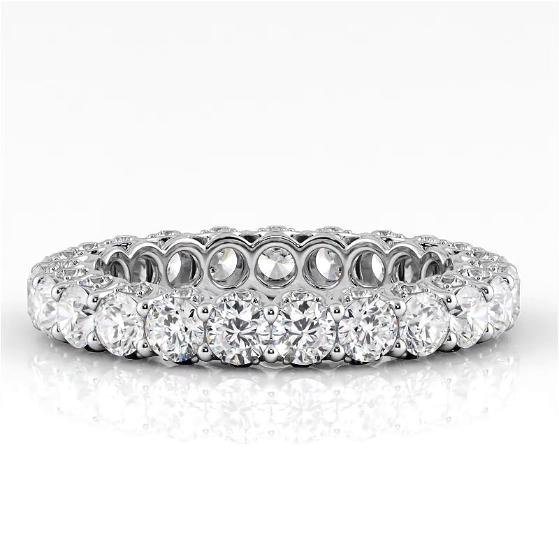 3.11 Carat Round Diamond Eternity Wedding Band - 14K White Gold Women's Engagement Ring for Anniversary, Proposal & Bridal Jewelry Gift (Perfect for Weddings, Valentine's Day & Special Occasions)