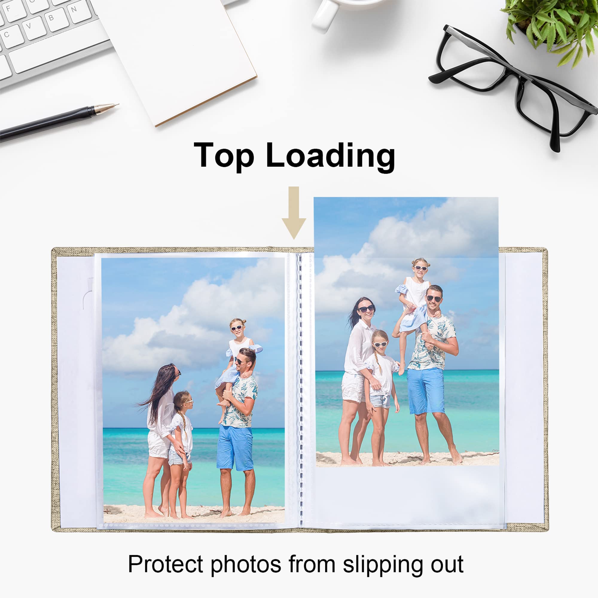 Vienrose Small Baby Photo Album 4x6 Inches, 2 Pack Linen Cover Mini Photo Book - Holds 52 Pictures, 26 Pages - Perfect for Baby Photos, Artwork, Postcards Storage - Great for Nursery, Baby Shower Gifts & Family Keepsakes