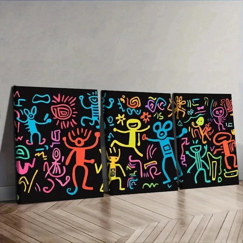 3-Piece Surreal Character Graffiti Wall Art Set - Framed Canvas 50x70cm - High Quality Print - 100% Australian Made - Ready to Hang - Perfect for Living Room, Bedroom & Office Decor