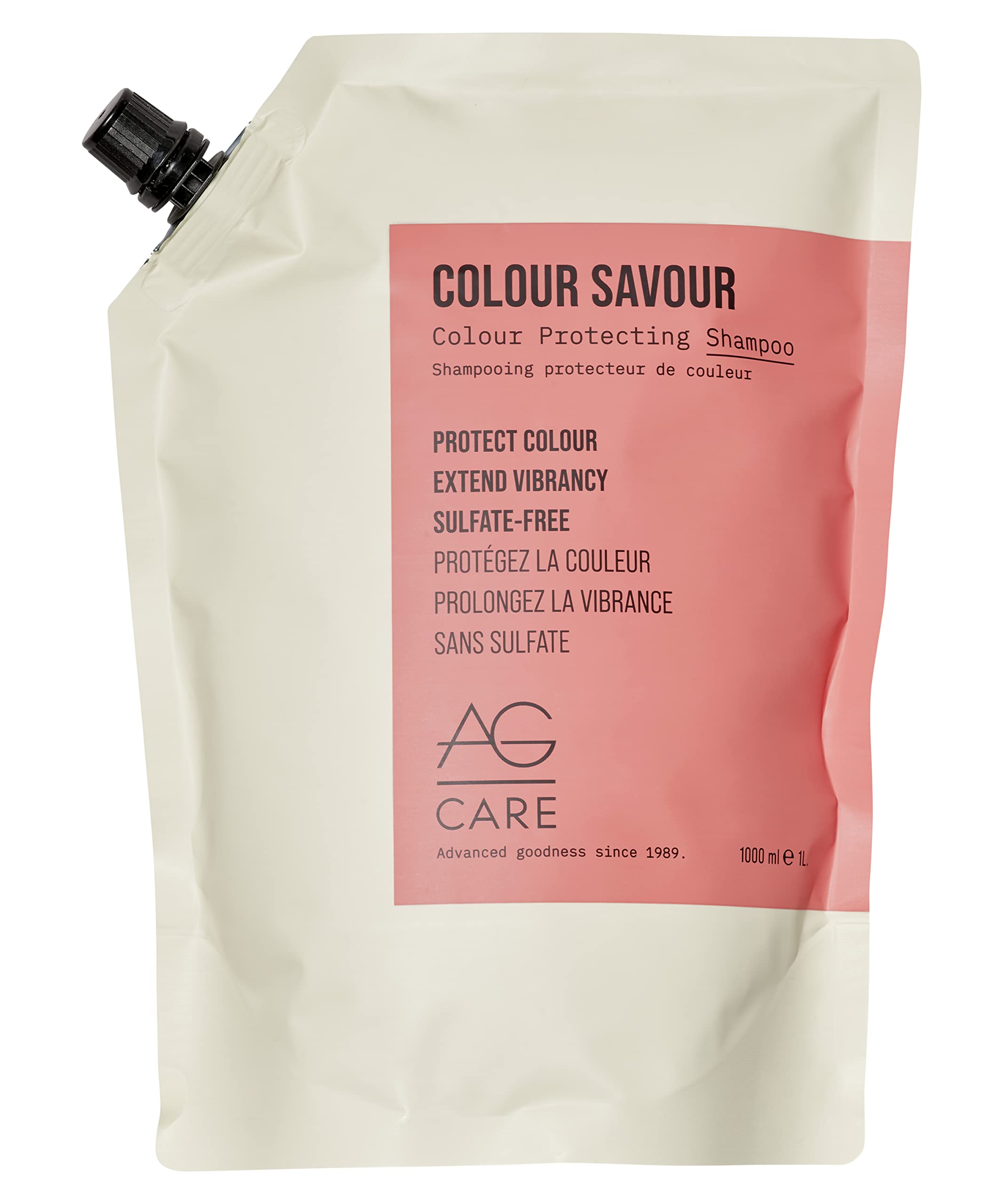 AG Care Colour Savour Colour Protecting Shampoo for Color-Treated Hair - 33.8 Fl Oz (1 Liter) - Sulfate-Free, UV Protection & Moisturizing Formula - Perfect for Daily Use at Home or Salon