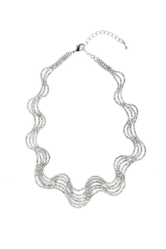 Silver Crystal Wave Necklace for Women - Elegant Ocean Inspired Jewelry Gift for Birthday, Anniversary & Beach Wedding - Perfect for Boho Style & Summer Outfits
