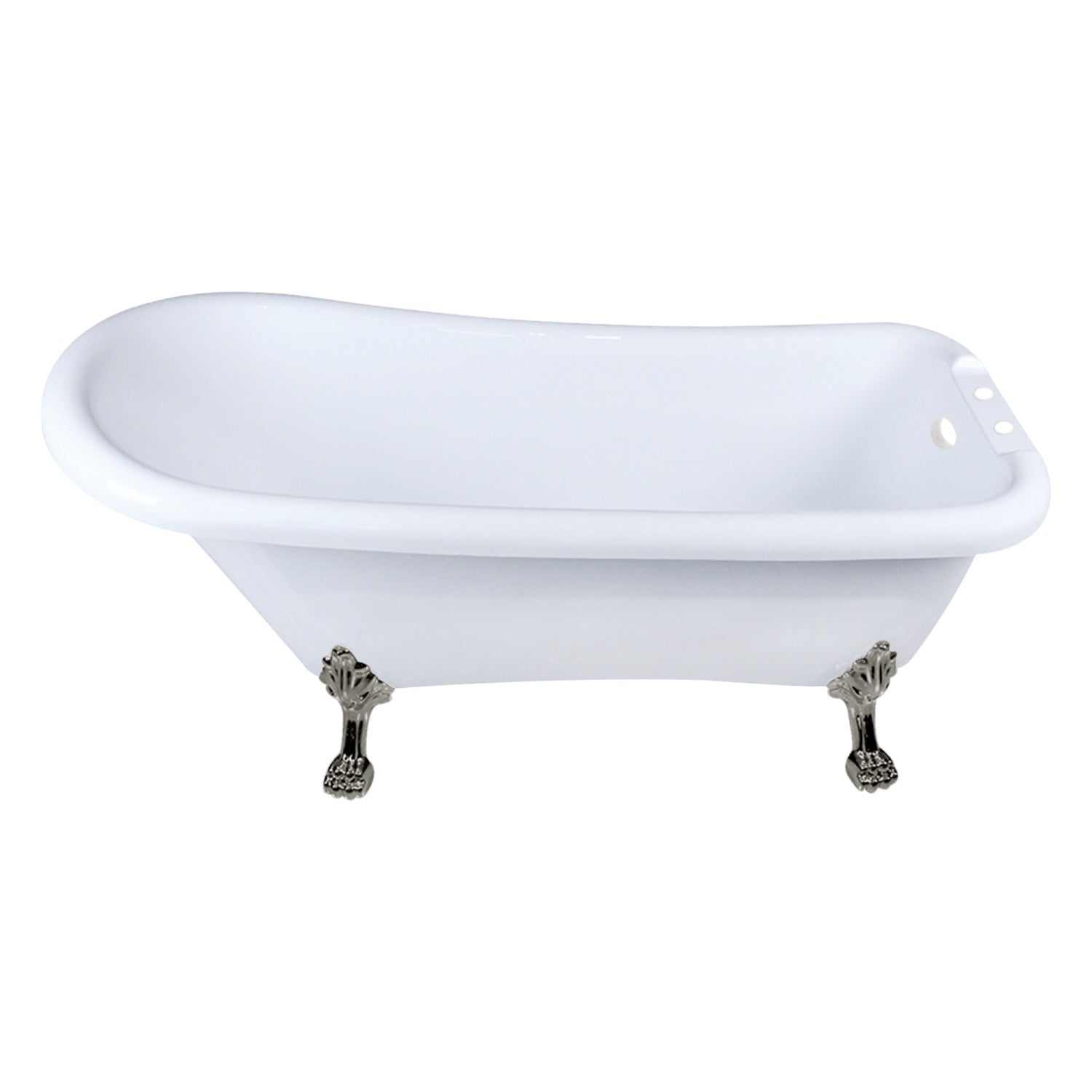 Aqua Eden 67 Inch Acrylic Clawfoot Bathtub - Classic Flat Rim Slipper Tub with 7 Inch Faucet Drillings, Glossy White & Brushed Nickel Finish | Freestanding Soaking Tub for Vintage Bathroom Decor & Luxury Spa Experience