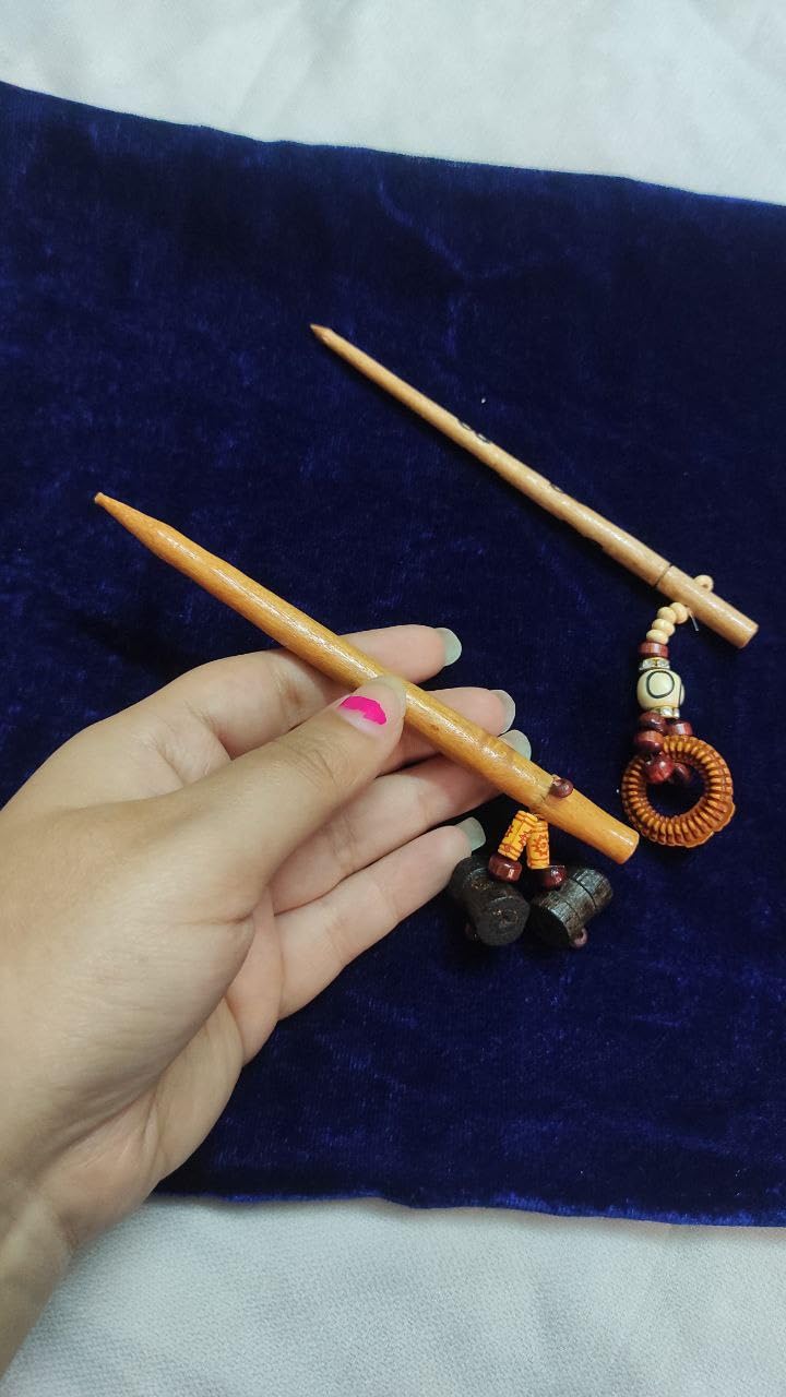 Sidhav Wooden Bun Hair Stick with Crystal Point - 2 Pack Gemstone Hair Sticks for Women & Girls - Perfect for Updos, Buns, and Bohemian Hairstyles