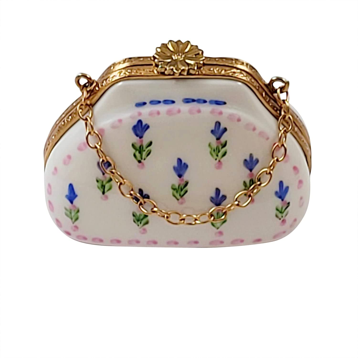 Rochard Bluebonnet Purse Limoges Porcelain Jewelry Box - Handmade French Collectible Trinket Box for Women, Perfect for Storing Rings, Earrings & Small Keepsakes | Gift Idea for Mother's Day, Birthday & Anniversary