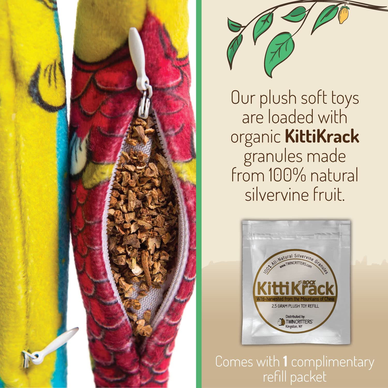 Organic Silvervine Sardine Cat Toys 2-Pack - 100% Natural Catnip Alternative for Kittens & Adult Cats | Wild Harvested Silvervine Sticks | Refillable Plush Fish Toy for Playtime & Stress Relief