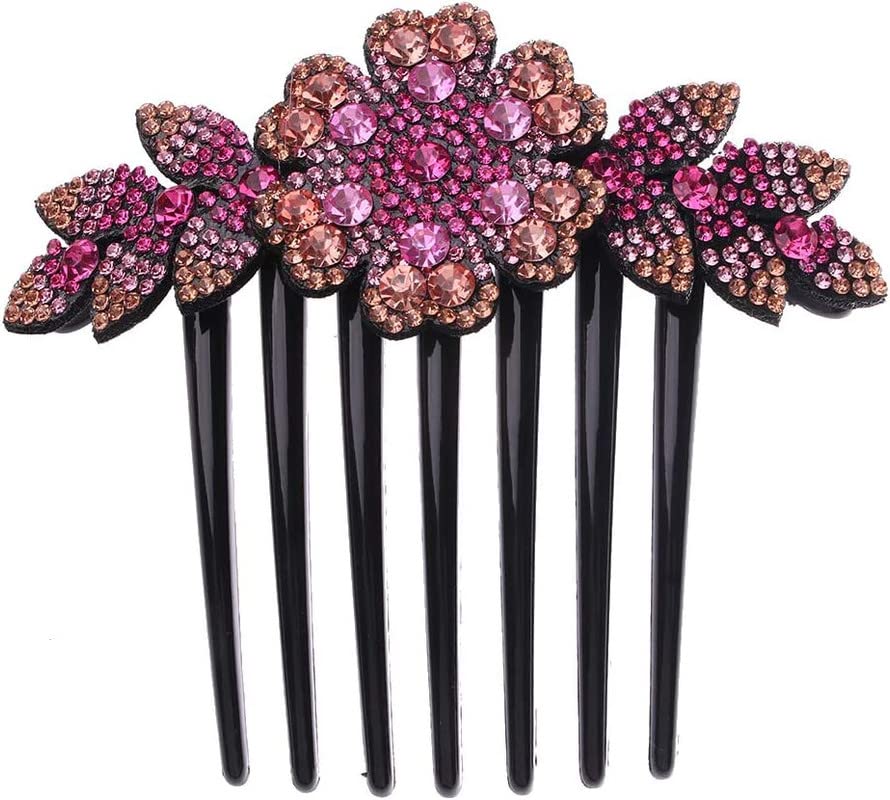 Belicia Rhinestone Flower Hair Comb for Women - Elegant Bridal Wedding Hair Accessories, Multicolor Slide Clips & Barrettes - Perfect for Weddings, Prom, Parties and Special Occasions